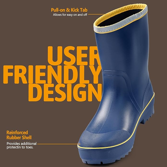 Women's Ankle Rain Boots - Slip On Waterproof Festival & Garden Shoes for Men - Comfortable Lightweight Rubber Wellies with Decorative Buckle