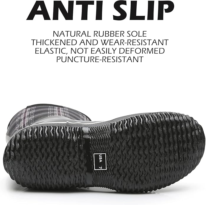 WTW Mid Calf Rain Boots for Women - Waterproof Insulated Neoprene Mud Boots Outdoor Hunting Garden Boots