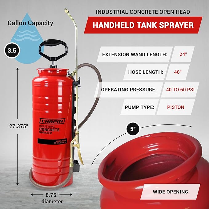 Chapin Portable Concrete Sprayer, 3-1/2-Gallon Capacity, Model# 1949