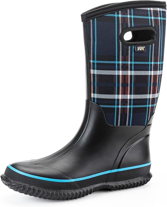 WTW Mid Calf Rain Boots for Women - Waterproof Insulated Neoprene Mud Boots Outdoor Hunting Garden Boots