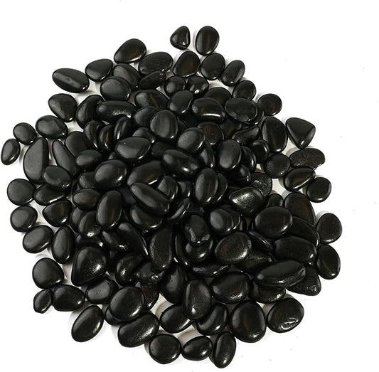 Stonecreek 24 LBS River Rocks (2 x 12 LBS Bags) – Natural Polished Decorative Pebbles, Garden Landscaping Stones for Planters, Vase Fillers, Succulent Pots, Fish Tanks & Terrariums, Black Medium