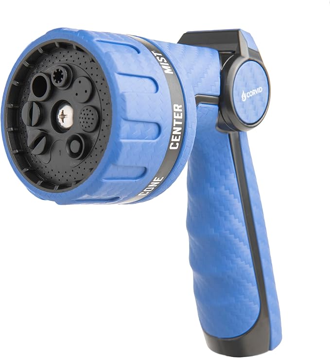 Heavy Duty 8-Pattern Garden Hose Nozzle with Thumb Control, Adjustable High-Pressure Watering Spray Nozzle with Ergonomic Handle - Perfect for Lawn & Garden, Car Wash, Pet Cleaning, and More
