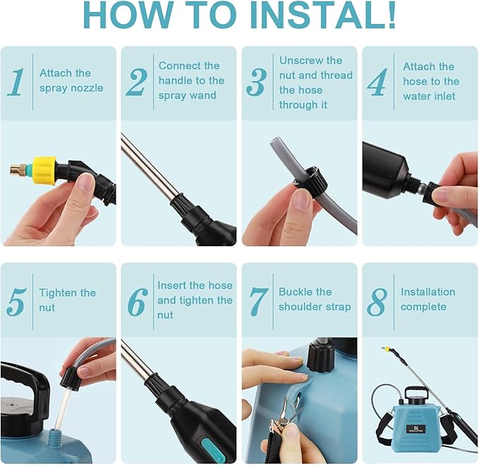 Battery Powered Sprayer 2 Gallon, Upgraded Electric Garden Sprayer with 3 Nozzles & 4 Spray Modes, Rechargeable Handle, Retractable Wand and Adjustable Shoulder Strap for Weed Killer, Lawn, Yard,White