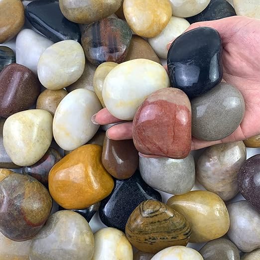5 lbs Large River Rocks for Plants, 2-3 inch Polished Pebbles for Indoor Plants, Decorative River Stones for Planters Vase Aquarium and Outdoor Garden Landscaping Rocks
