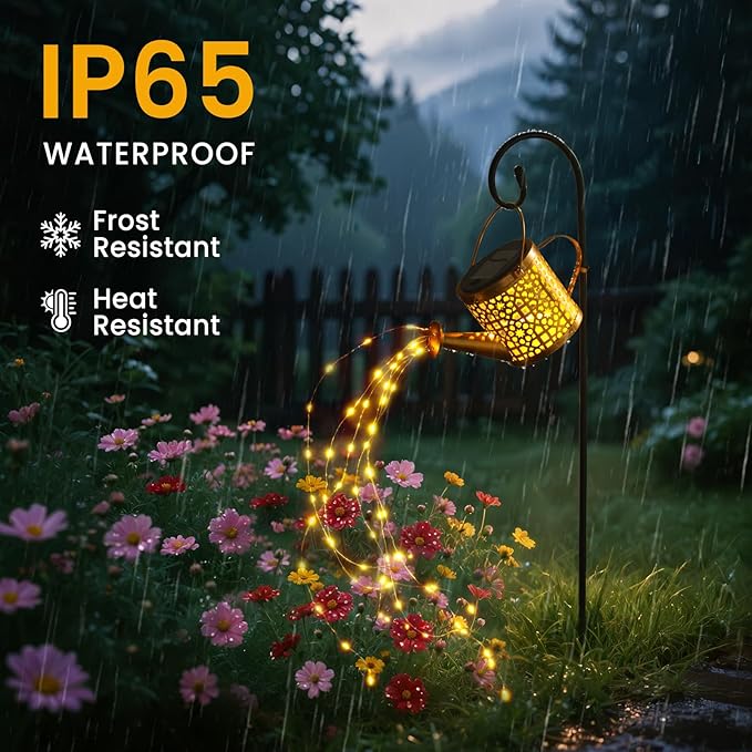 Solar Lights Outdoor Decorative, Metal Solar Watering Can Lights Waterproof, Garden Decor Hanging Lights for Outside Patio Pathway Yard, Christmas Birthday Gardening Gifts