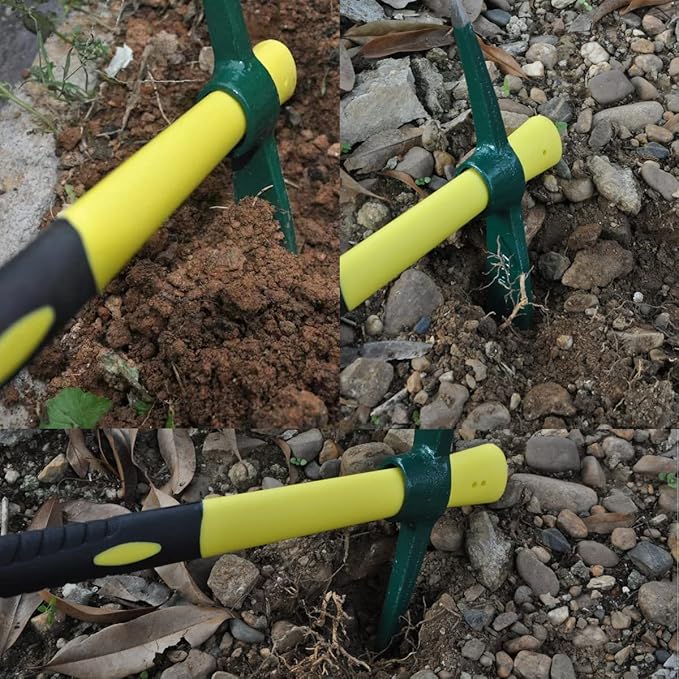 18 Inches Steel Forged Pickaxe, Sturdy Durable Mattock Hoe, Weeding Pick Axe with Lightweight Plastic Coated Fiberglass Handle Suitable for Digging, Weeding, Gardening, Camping