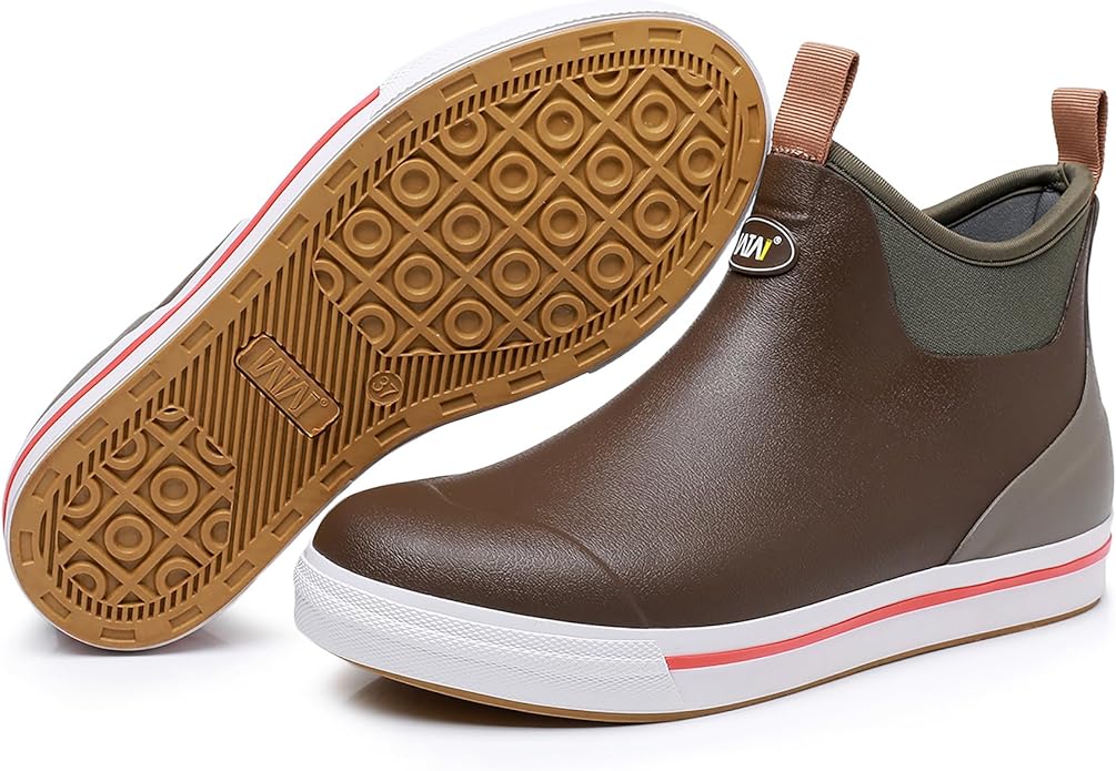 WTW Unisex Rain Boots for Men and Women Waterproof Rubber Fishing Deck Boots Neoprene Boots Slip on Ankle Garden Shoes