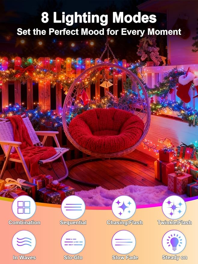 Christmas Lights with 300 LEDs, 100FT Connectable Plug in Fairy String Lights for Outdoor Tree and Indoor Décor, 8 Modes & Timer, IP65 Waterproof Lights for Yard Garden Decor (Multi-Color)