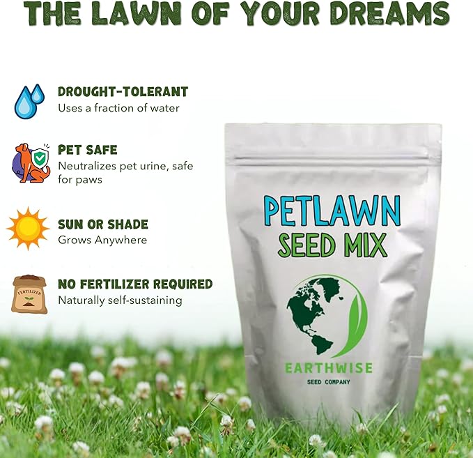Earthwise PetLawn Seed Mix - 1/2 lb - Covers 200 sq. ft. (Bare) / 500 sq. ft. (overseed)