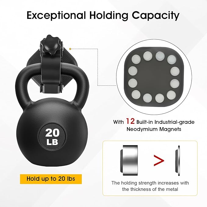 2 Pack Heavy Duty Magnetic Shovel Holder for Truck, No-Drill Strong Metal Magnet Mount Rack for Flag, Paddle, Utility Tool, Organizer for RV, Garage, Trailer, Cruise, ATV Storage