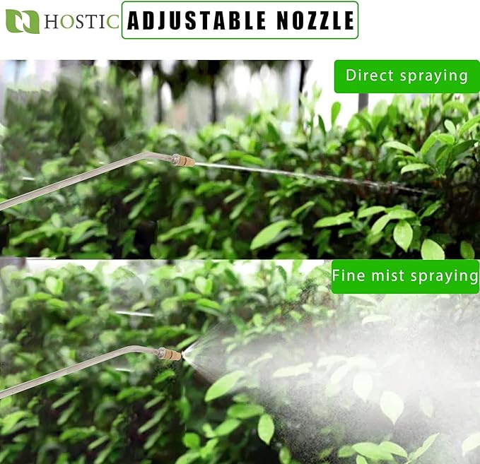 HOSTIC 1 Gallon Stainless Steel Sprayer Hand Pump Sprayer with Pressure Gauge Safety Valve Adjustable Nozzle for Gardening Lawn and Cleaning