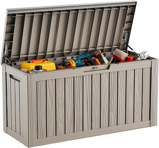DRATO 80 Gallon Large Deck Box, Outdoor Storage Box for Patio Furniture, Patio Cushions, Gardening Tools, Pool Supplies 480lbs Weight Capacity,Waterproof Resin Storage Boxes