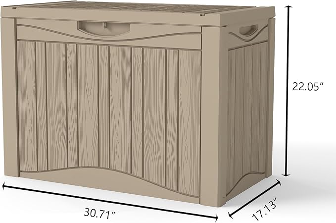 50 Gallon Waterproof Large Resin Deck Box Indoor/Outdoor Lockable Storage Container and Seating for Garden, Pool, and Patio (50 Gallon, Grey)