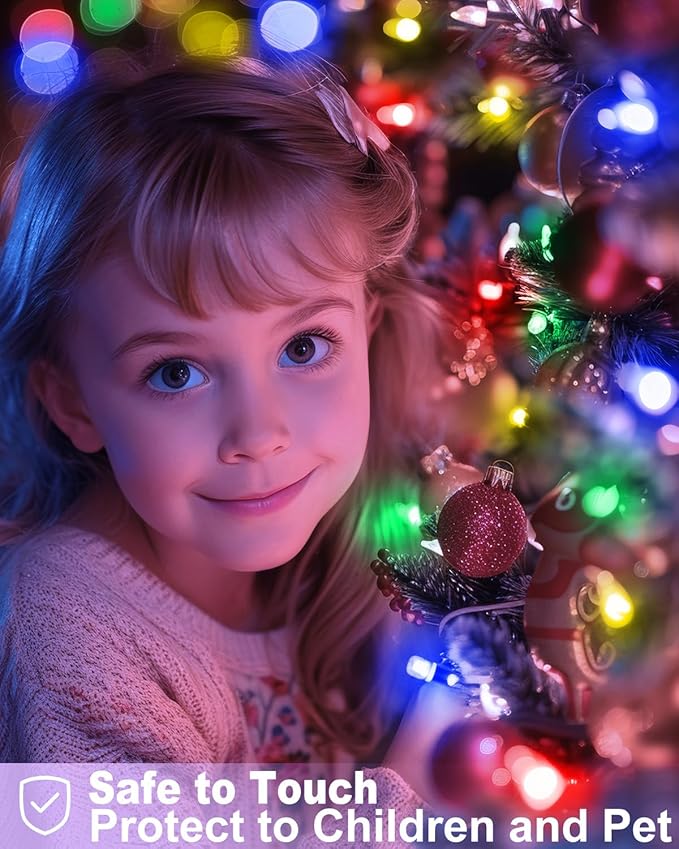 LED Christmas Mini String Lights, 28 Feet 100LEDs F5 Multicolor Mini Lights, Connectable Christmas Tree Lights for Wreath Garland Holiday Party Wedding Outdoor Indoor Christmas Decoration, Green Wire