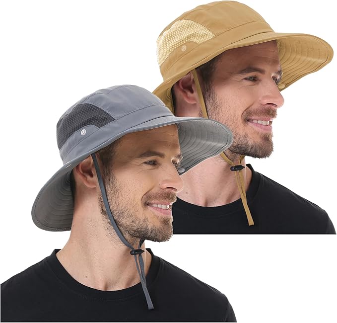 Sun Hat for Men Women UPF 50+ Fishing Hats Waterproof Wide Brim Boonie Bucket Hat for Safari Beach Hiking Garden