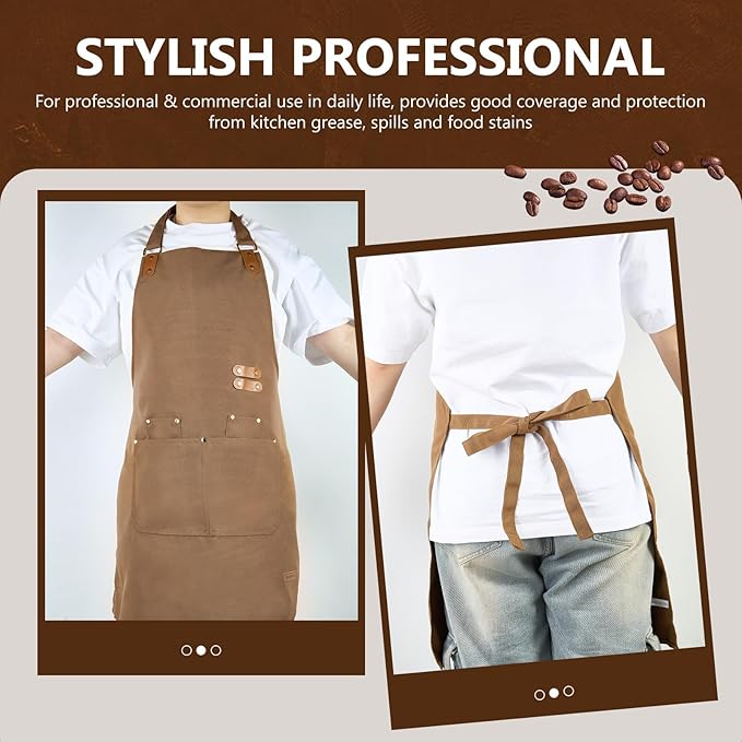 Chef Apron for Men Women with Pockets Adjustable Strap, Water Repellent Apron for Cooking, Baking