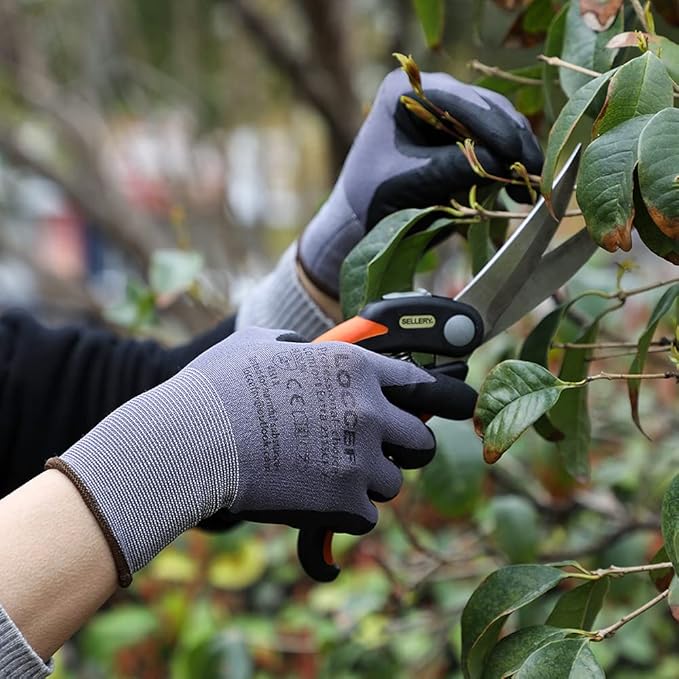 LOCCEF Safety Work Gloves MicroFoam Nitrile Coated-12 Pairs,Seamless Knit Nylon Gloves,Home Improvement,Micro-Foam Gloves