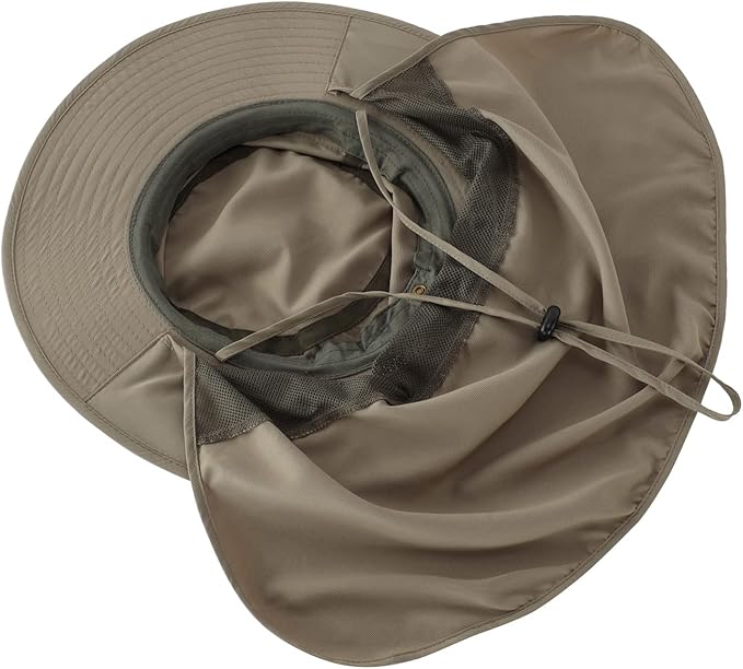 Home Prefer UPF50 Mens Sun Hat with Neck Flap Quick Dry UV Protection Cap Womens Wide Brim Fishing Hat Neck Flap Beach Garden