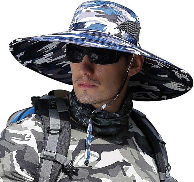 HUAMULAN 6" Super Wide Brim Sun Hats, Men and Women Bucket Hat for Fishing Hiking Garden Lawn Work Safari Camping Outdoor