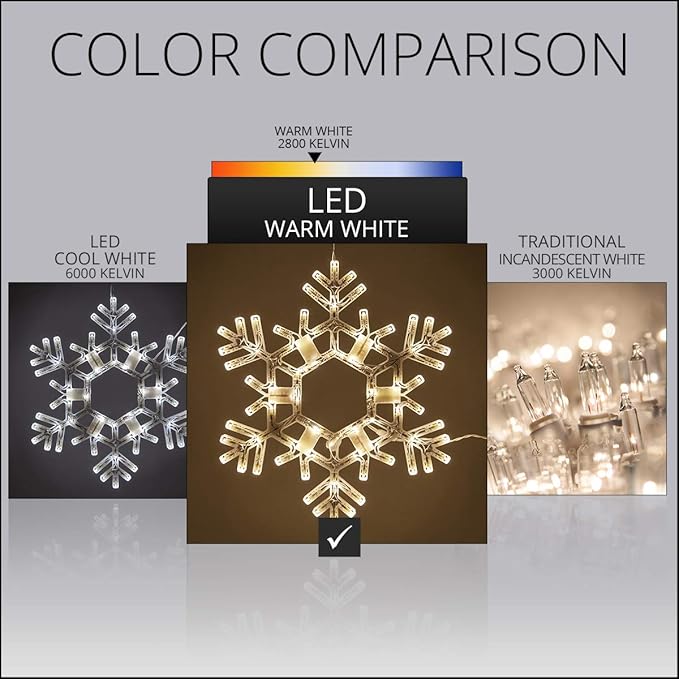 Kringle Traditions 20" Warm White LED Snowflake – Folding Lighted Snowflake Decoration for Outdoor Christmas Displays, Large Holiday Yard Decor, Steady Lights