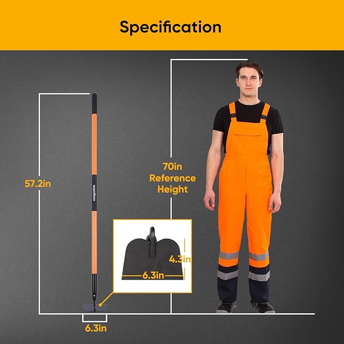 Garden Hoe Tool .for Weeding with Long Fiberglass Handle 57 Inches，Heavy Duty Hoe Garden Tool,