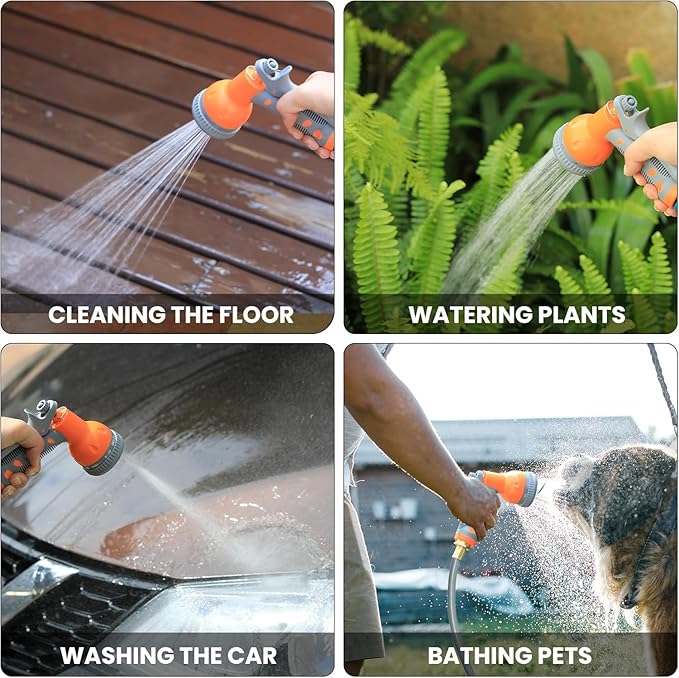 Retractable Garden Hose Reel, EliteEdge 1/2 In x 130 Ft With 9 Function Sprayer Nozzle, Any Length Lock, Automatic Rewind and Slow Return System, Wall Mounted and 180 Deg Swivel Bracket