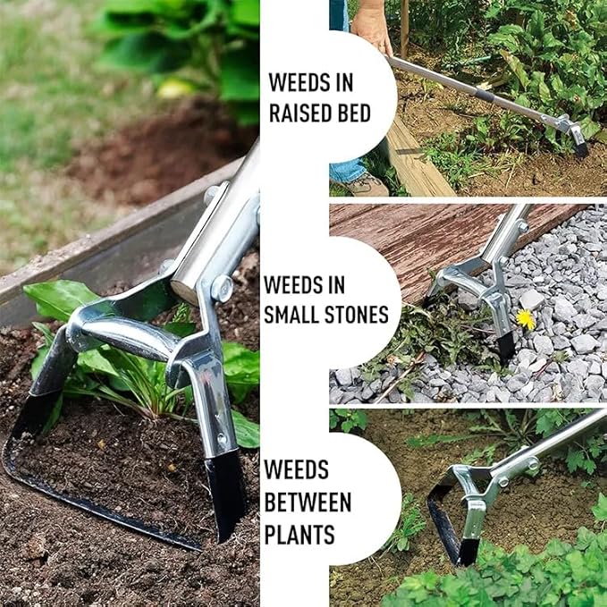 Hoe Garden Tool, Scuffle Garden Hoe with Long Handle, Adjustable Hula Hoe for Easy Weeding (60 Inch)