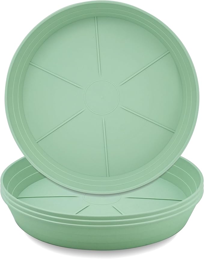 Plant Saucer 14 Inch 4 Pack 6 8 10 12 14 16 18 20 25, Plastic Plant Trays for Pots，Extra-Deep Plant Water Dray Tray, Bird Bath Bowl, Heavy Flower Plant Saucers Indoors and Outdoor No Holes