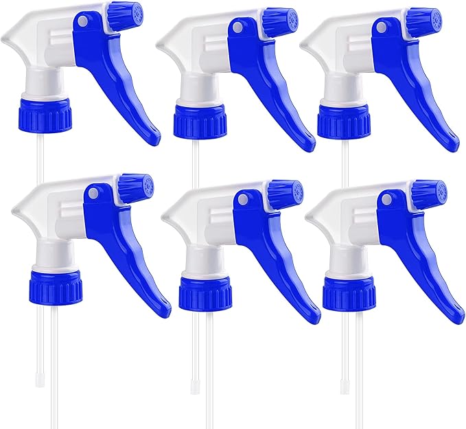 Spray Bottle Nozzles 6Pcs Plastic Heavy Duty Trigger Spray Nozzle Replacement Head Leak Proof Water Bottle Spray Nozzles Adjustable Head Sprayer (6, Blue)