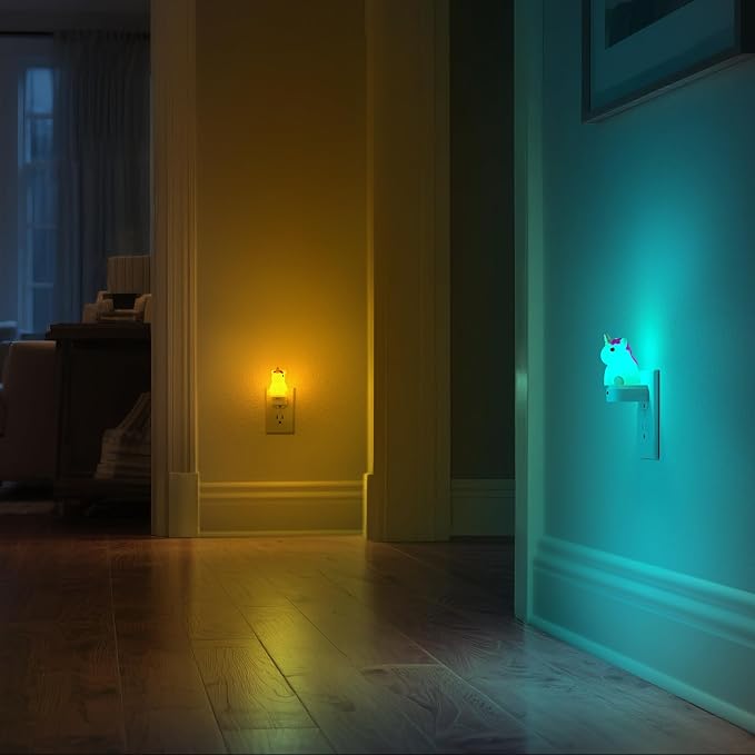 DORESshop LED Night Light for Kids, 3D Cute Unicorn Night Lights Plug into Wall with Dusk to Dawn Sensor, RGB+Soft White 3000K Night Light, Christmas Birthday Gift Nightlight for Kids, Room Decor
