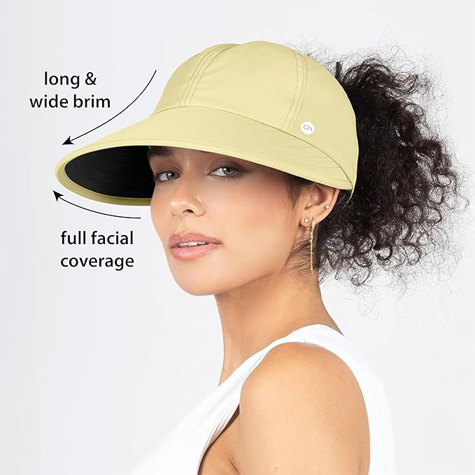Ponyflo Sunblocker Wide Brim Hat - Oprah Awards Best Sun Hat - UV 50 Protection - Ponytail Sunhat for Women