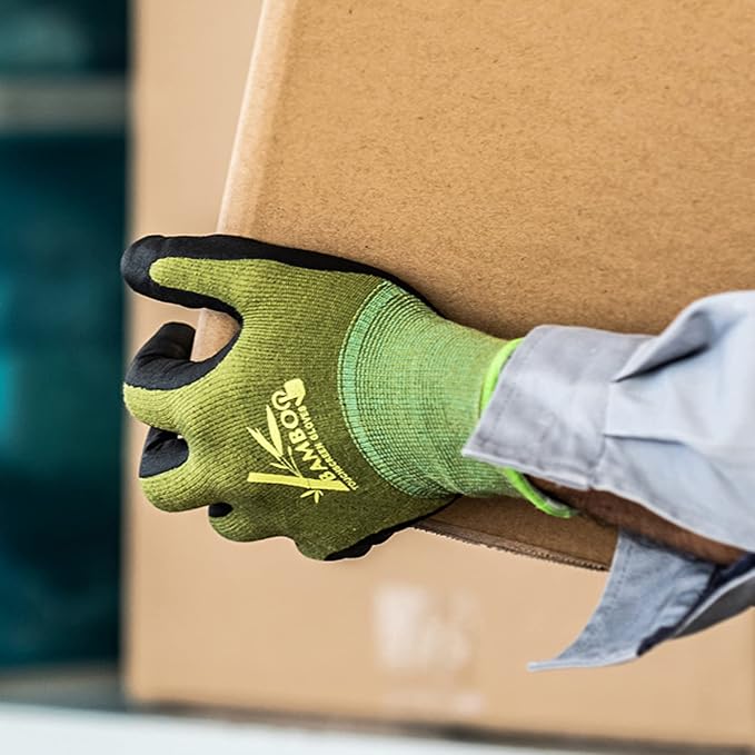 COOLJOB 2 Pairs Gardening Working Gloves for Men and Women, Touchscreen, Grippy Nitrile Rubber Coated for Garden Yard, Green/Black, XX-Large Size (XXL)