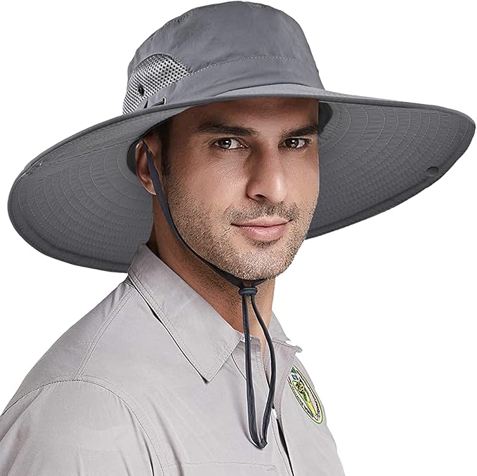 Wide Brim Fishing Sun Hat for Men Women, UPF 50+ Waterproof Bucket Boonie Hat Hiking Camping Safari Garden Beach