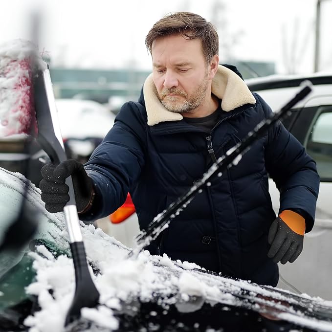 Kebada T2 Waterproof Work Gloves for Men and Women, Thermal Warm Winter Working Gloves, Insulated Freezer Gloves for Cold Weather, 100% Latex Coating, Wrist Closure, 2 Pairs, Orange, X-Large