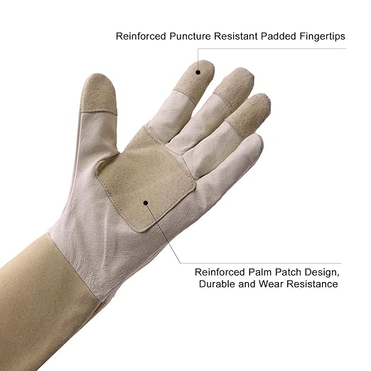 HLDD HANDLANDY Rose Pruning Gloves, Long Thorn Proof Gardening Gloves, Pigskin Leather Gauntlet with Padded Palm for Men & Women, Garden Gifts for Gardene