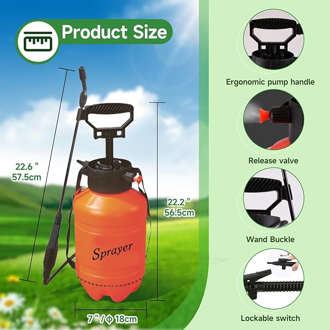 Sprayer for Yard, Garden and Agriculture Spraying Plants, Garden Watering, Weeds and Pets Control, All-Purpose Cleaning 2 Gallon (8 Liter)