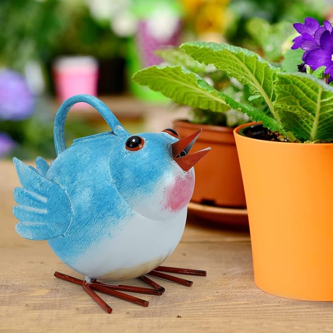 Metal Cute Bird Watering Can for Indoor/Outdoor Plants,Garden Functional Small Watering Can Decor, Decorative Watering Kettle Planter for House Plant Garden Flower,Kids 1.8L 1/2 Gallon Watering Pot,