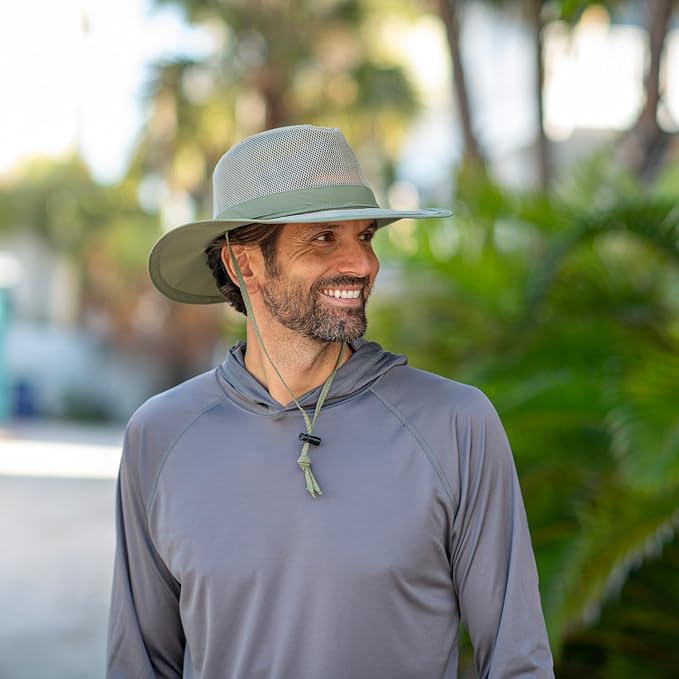 Mesh Crown Safari Men's Sun Hat, 3" Brim, Adjustable Chin Cord, UPF (SPF) 50+ Sunhat Protection