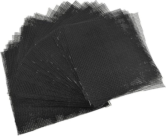 HAHIYO 50PCs 4Inch/10Cm Black Square Glassfibre Flower Pot Hole Mesh Pad Bottom Grid Mat Bonsai Drainage mesh Hole Screens Gasket Prevent Soil Loss Breathable Gasket Drainage Netting for Bonsai