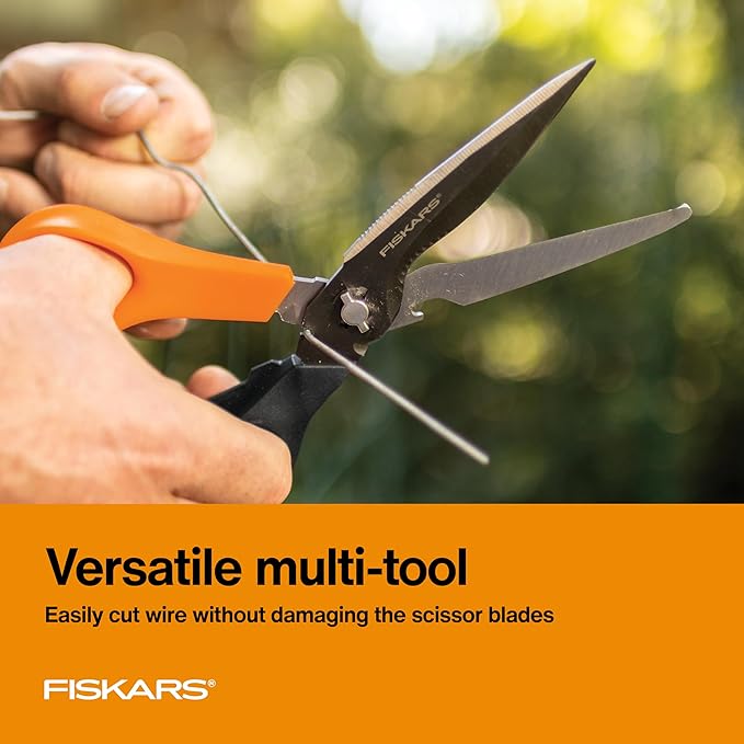 Fiskars Garden Scissors, 7-in-1 Garden Shears Multi-Tool with Sheath, Great for Plant Trimming, Cutting Nursery Pots, Bags, and Wire