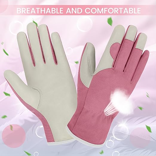 Gardening Gloves, Garden Gloves for Women and Men, Thorn Proof Working Gloves, Durable Leather Work Garden Gloves for Yard & Outdoor Work, Purple, L