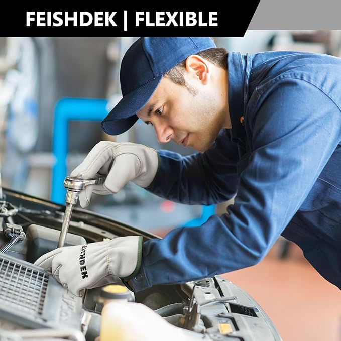 Cowhide Leather Work Gloves for Men & Women, Durable for Heavy Duty Construction, Gardening, Ranch, Farm Gloves