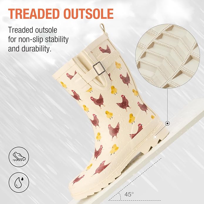 HISEA Rubber Rain Boots for Women Waterproof Garden Mud Boots