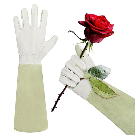 HLDD HANDLANDY Rose Pruning Gloves, Long Thorn Proof Gardening Gloves, Pigskin Leather Gauntlet with Padded Palm for Men & Women, Garden Gifts for Gardene
