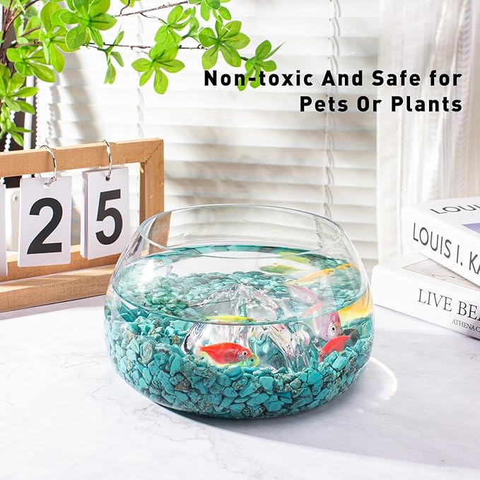 Tumbled Chips Stones Green Turquoise Crushed Crystal Quartz 3 Lb, Polished Natural Aquarium Gravel Rocks Gemstone Pebbles for Fish Tank, Vase Fillers, Succulent Plants Decor