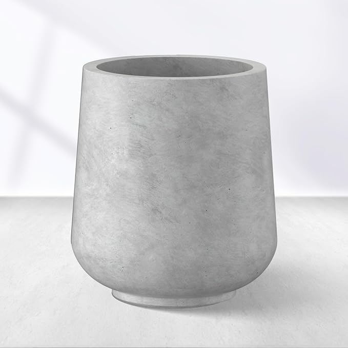 Kante 11.6" Dia Round Concrete Planter, Outdoor Indoor Large Plant Pots Containers with Drainage Hole and Rubber Plug for Home Garden Patio, Gray Concrete