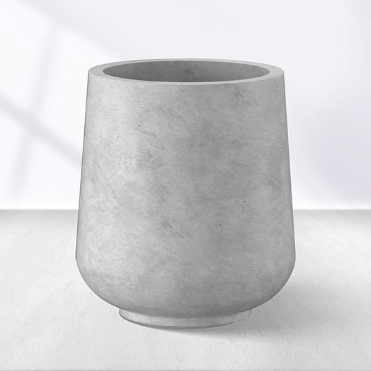 Kante 15.3" Dia Round Concrete Planter, Outdoor Indoor Large Plant Pots Containers with Drainage Hole and Rubber Plug for Home Garden Patio, Gray Concrete