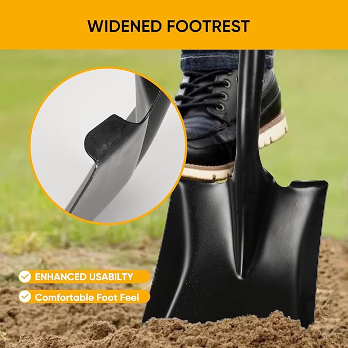 Flat Shovel，Heavy Duty Transfer Shovel with 41-Inch Long Durable Handle and Blade- Ideal for Construction, Landscaping, Gardening, and Snow Removal- Durable, Rust-Resistant, and Multipurpose Scoop.