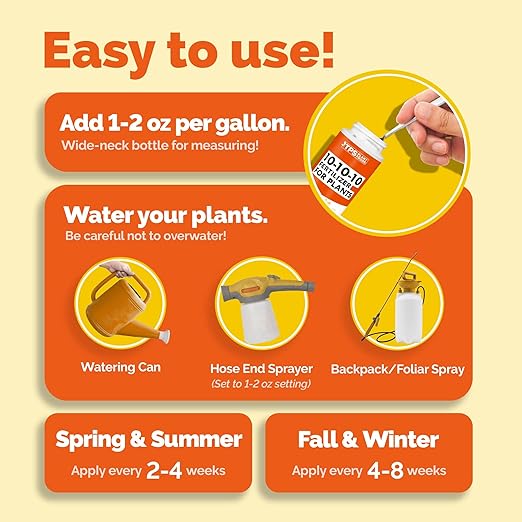 TPS NUTRIENTS Liquid 10-10-10 Fertilizer for Plants, Triple Ten NPK Plus Iron and Micros, Liquid Plant Food, 32 oz (1 Quart)