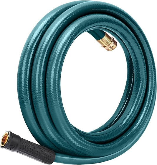 Worth Leader Short Garden Hose 3/4 in. x 10 ft. -Heavy Duty,Durable,Lightweight,Male to Female Fittings -No Kink Leakproof PVC Flexible Water Pipe -Brass Aluminum Ends for Household & Commercial-Green